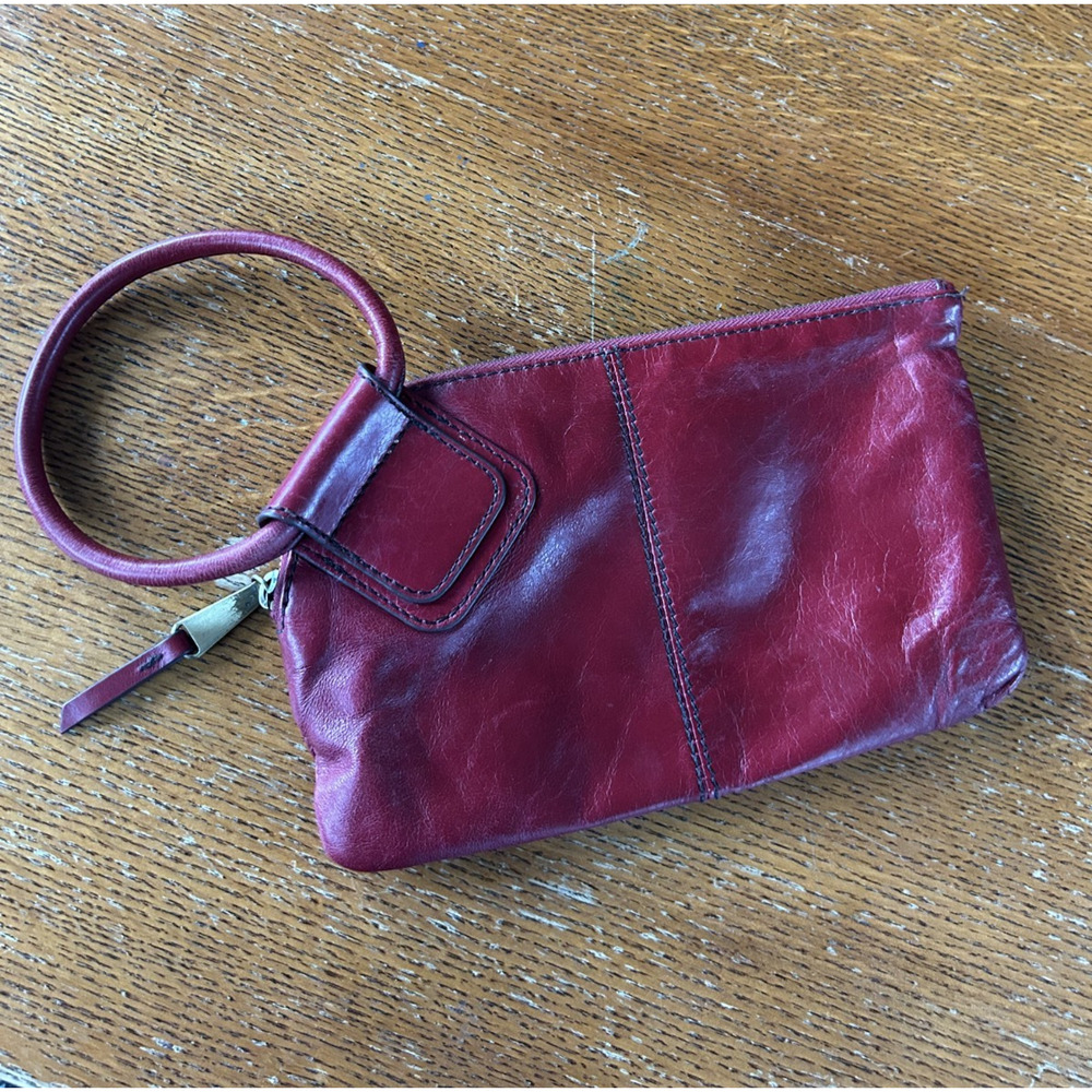 HOBO Sable Burgundy Leather Wristlet Clutch